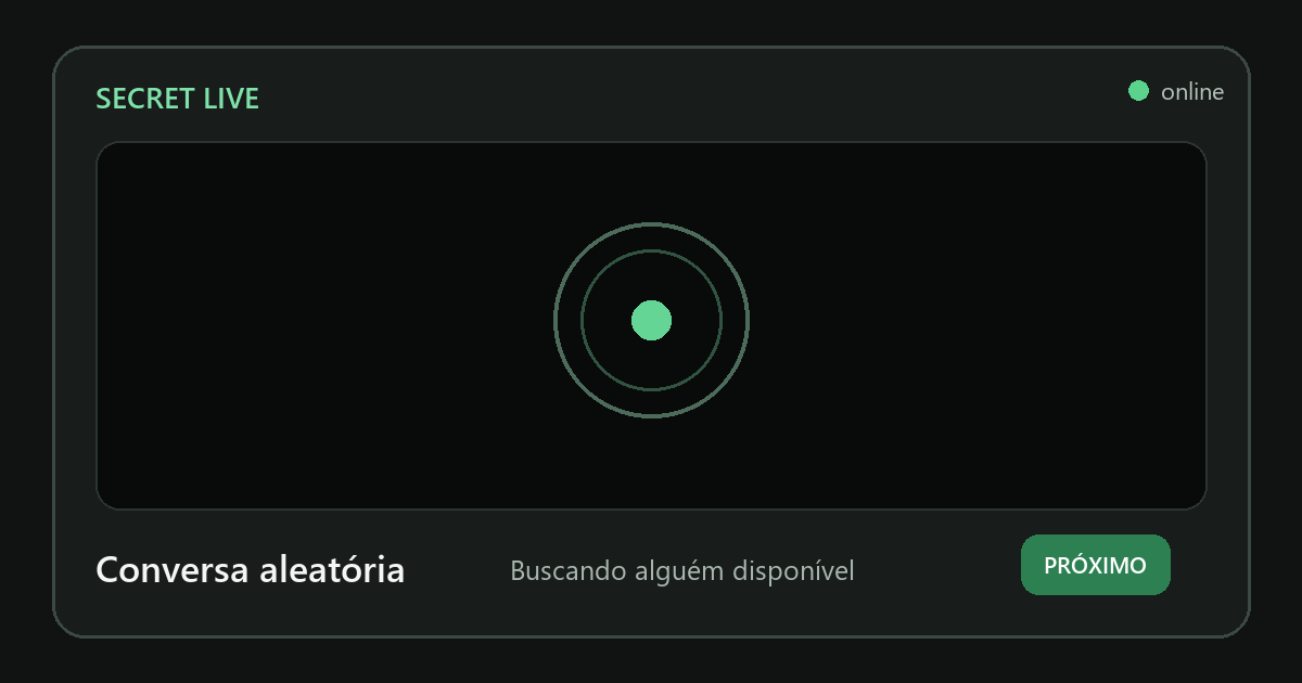 Tela demonstrativa do modo Videochat Adulto para Mulheres 18+ no Secret Live, sem pessoas reais